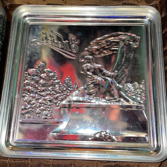 Metal Smedel fancy embossed chrome silver collectable tin over seas foreign - Picture 5 of 6